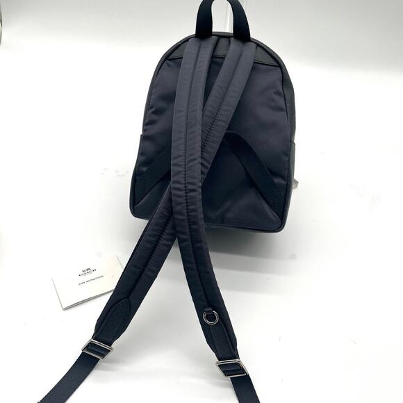 COACH NWOT Charlie Mini Wild Plaid Leather Backpack, Blue, $328 Retail main image 5